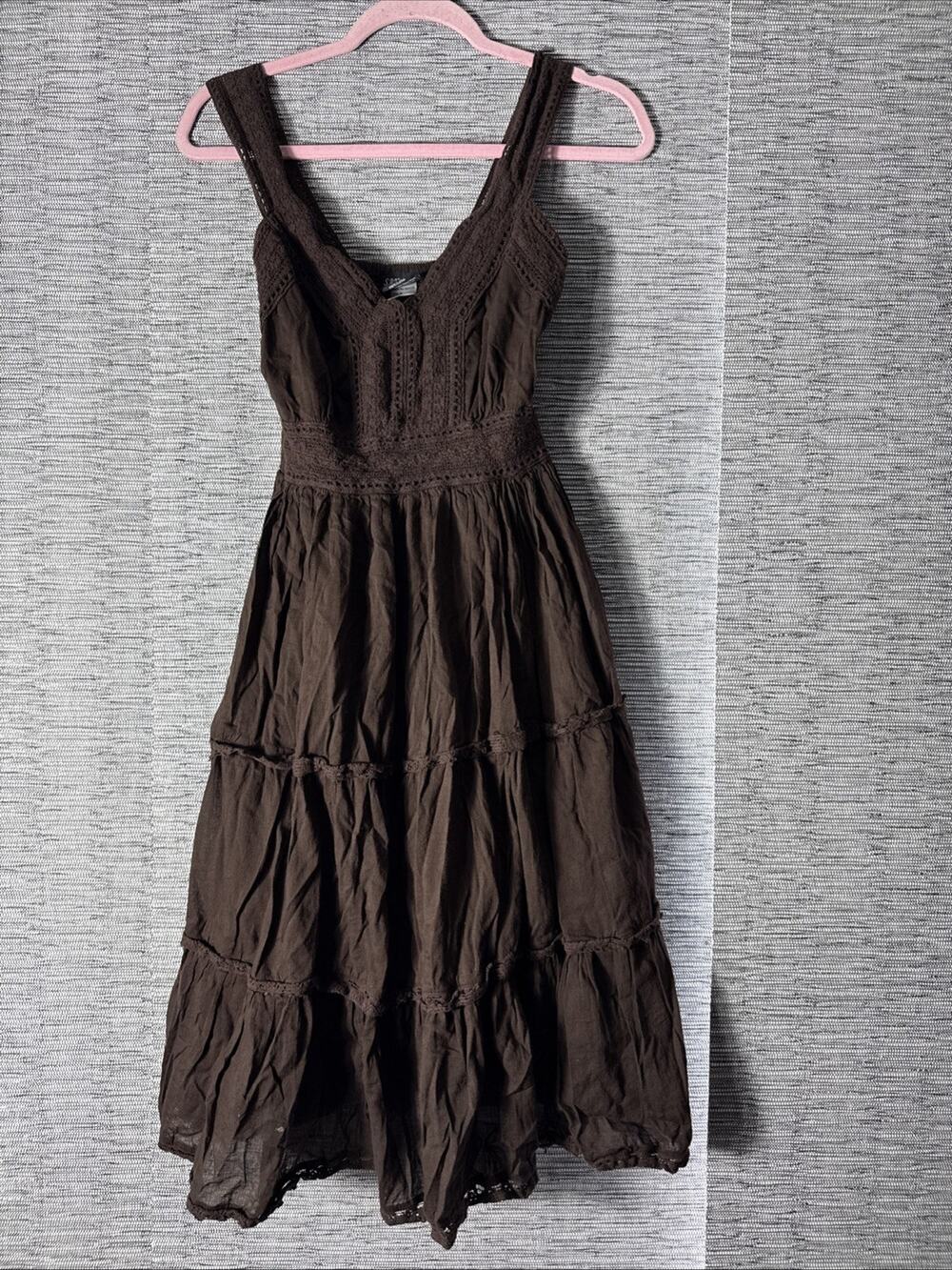Sakkas Presta Roman Sleeveless Lined Tank Top Boho Dress, Brown, Small